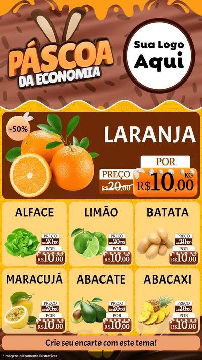 Modelo de Rede Social para Stories com o tema Páscoa da Economia para Hortifrúti