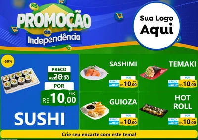 Modelo de Encarte para Encarte A4 Horizontal com o tema Promoção da Independência para Comida japonesa