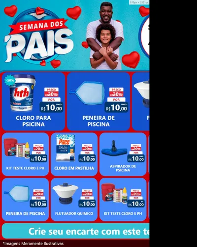 Modelo de Rede Social para Feed Instagram com o tema Semana Dos Pais para Produtos para Piscina