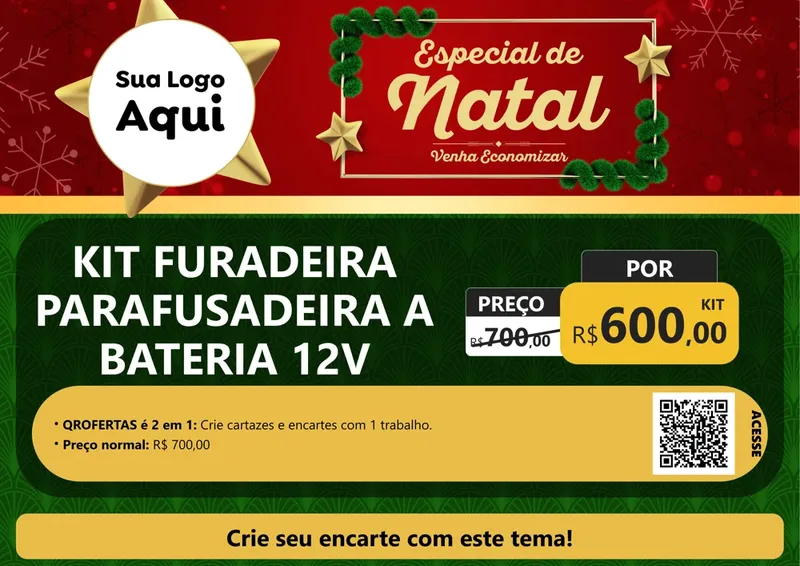 Modelo de Cartaz para Cartaz A4 Horizontal com o tema Especial de Natal para Maquinas e Ferramentas