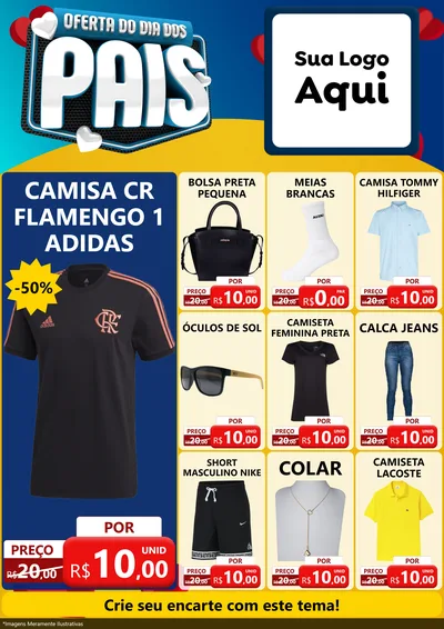 Modelo de Encarte para Encarte A4 Vertical com o tema Oferta Do Dia Dos Pais para Roupas e acessórios