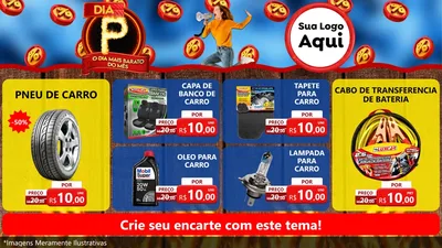 Modelo de TV para TV Horizontal com o tema Dia P - O Dia Mais Barato Do Mês para Auto peças