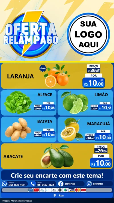 Modelo de TV para TV Vertical com o tema Oferta Relâmpago para Hortifrúti