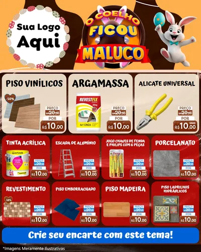 Modelo de Rede Social para Feed Instagram com o tema O Coelho Ficou Maluco - Páscoa para Material para Construção