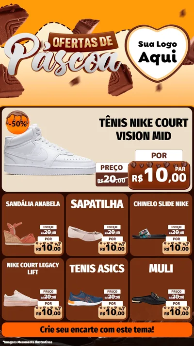 Modelo de Rede Social para Stories com o tema Ofertas de Páscoa para Calçados