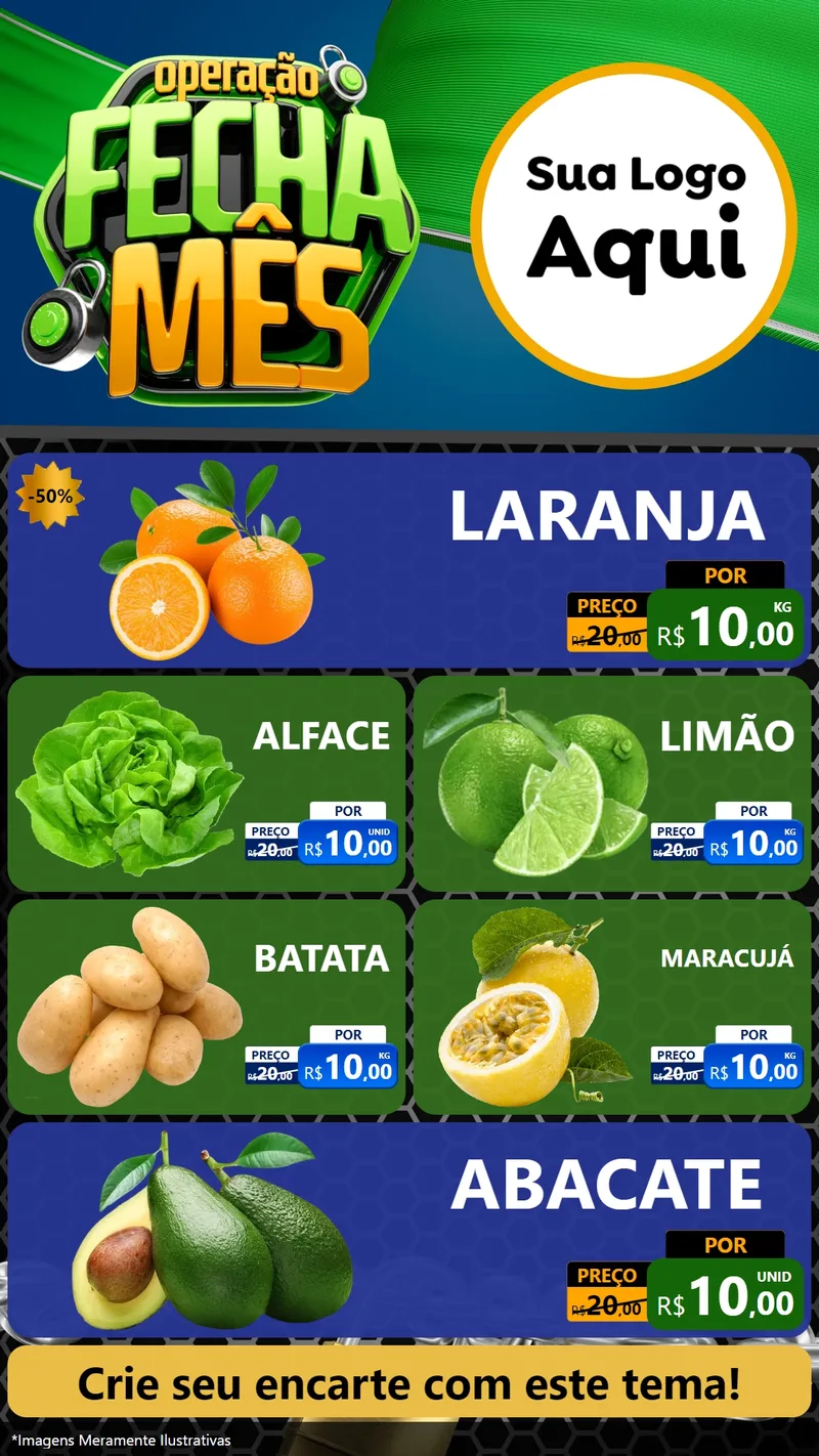 Modelo de TV para TV Vertical com o tema Operação Fecha Mês para Hortifrúti
