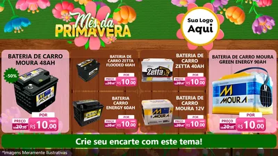 Modelo de TV para TV Horizontal com o tema Mês da Primavera para Baterias Elétricas