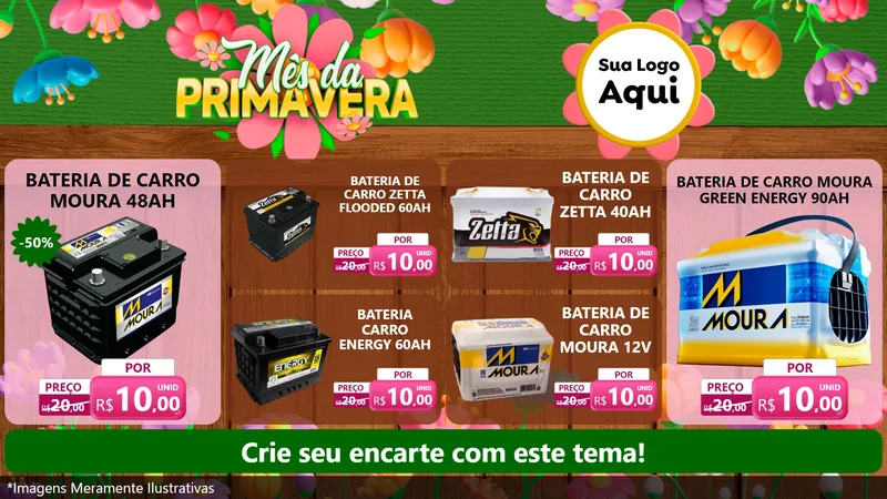 Modelo de TV para TV Horizontal com o tema Mês da Primavera para Baterias Elétricas