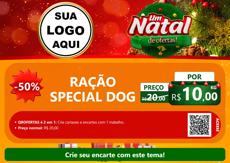 Modelo de Cartaz para Cartaz A4 Horizontal com o tema Um Natal de Ofertas para Pet Shop