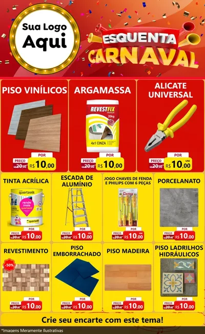 Modelo de Encarte para Encarte Grande com o tema Esquenta Carnaval para Material para Construção