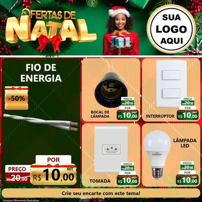 Modelo de Rede Social para Feed Facebook com o tema Ofertas de Natal para Materiais Elétricos