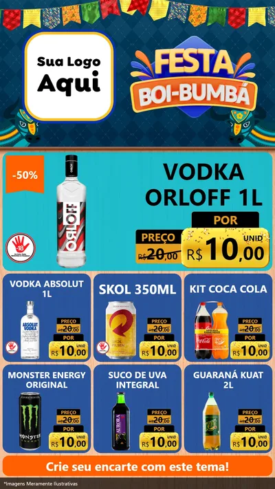 Modelo de Rede Social para Stories com o tema Festa Boi Bumbá para Distribuidora de bebidas
