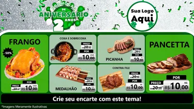 Modelo de TV para TV Horizontal com o tema Promoção de Aniversário - 2 Anos para Assados