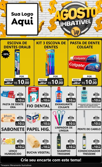 Modelo de Encarte para Encarte Grande com o tema Agosto imbatível para Higiene Pessoal