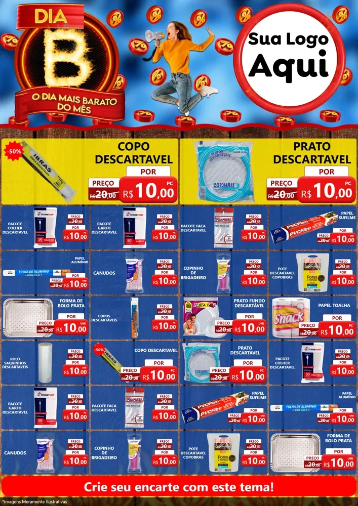 Modelo de Encarte para Encarte A4 Vertical com o tema Dia B - O Dia Mais Barato Do Mês para Embalagens