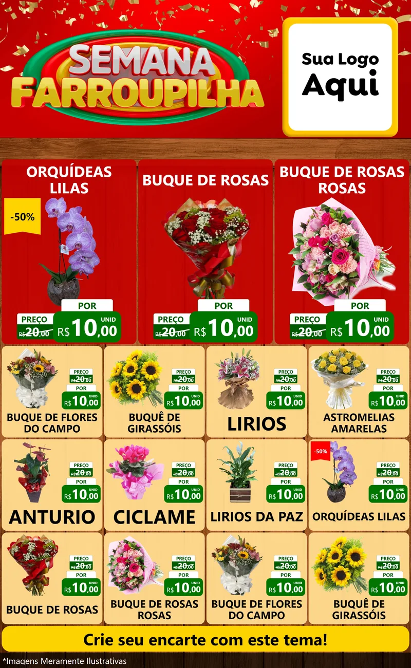 Modelo de Encarte para Encarte Grande com o tema Semana Farroupilha para Floricultura e jardim