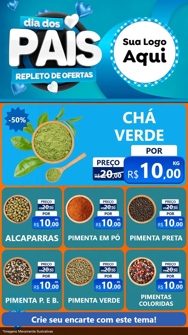 Modelo de Rede Social para Stories com o tema Dia Dos Pais Repleto de Ofertas para Produtos Naturais
