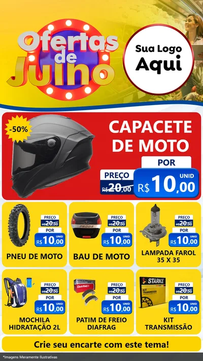 Modelo de Rede Social para Stories com o tema Ofertas de Julho para Moto peças