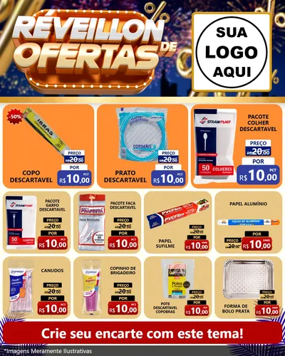 Modelo de Rede Social para Feed Instagram com o tema Réveillon de Ofertas para Embalagens