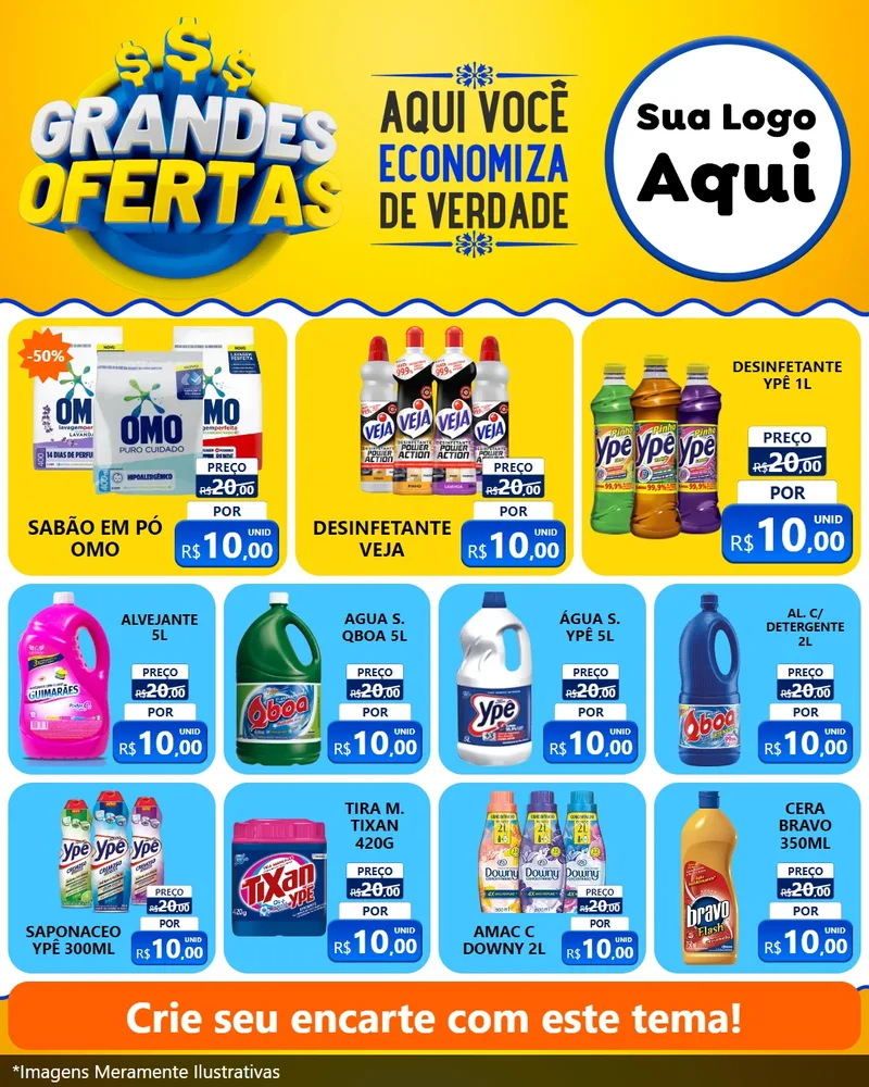 Modelo de Rede Social para Feed Instagram com o tema Grandes Ofertas para Produtos de Limpeza