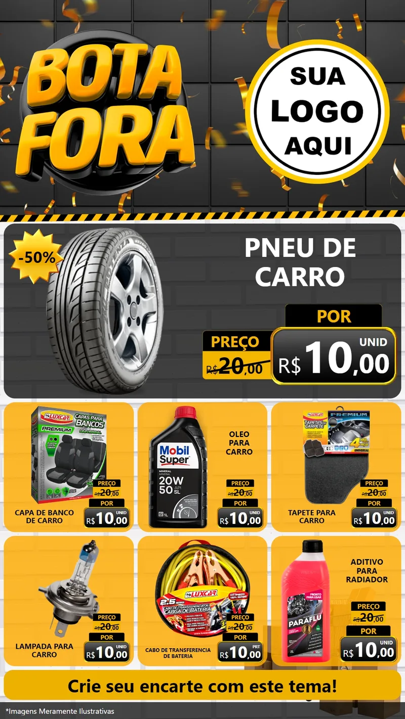 Modelo de Rede Social para Stories com o tema Bota Fora para Auto peças