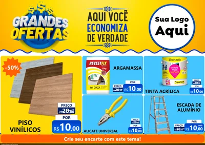 Modelo de Encarte para Encarte A4 Horizontal com o tema Grandes Ofertas para Material para Construção