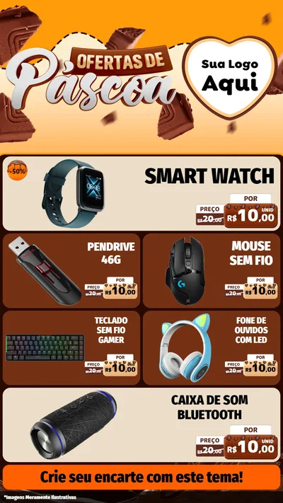 Modelo de TV para TV Vertical com o tema Ofertas de Páscoa para Informática