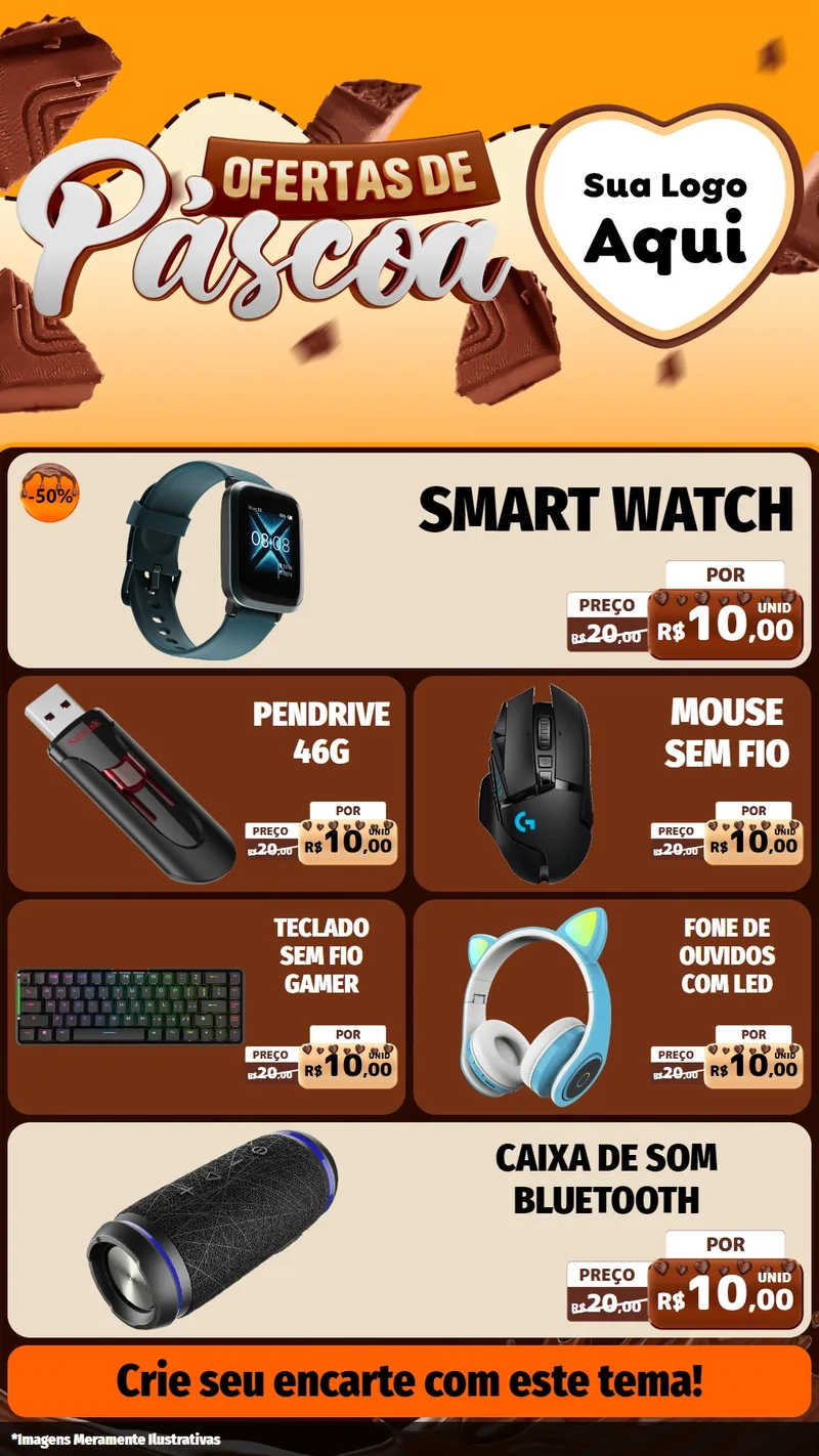 Modelo de TV para TV Vertical com o tema Ofertas de Páscoa para Informática