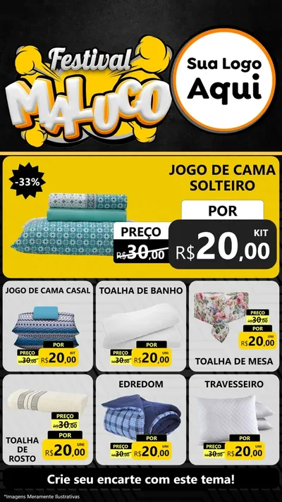 Modelo de Rede Social para Stories com o tema Festival Maluco para Cama, Mesa e Banho