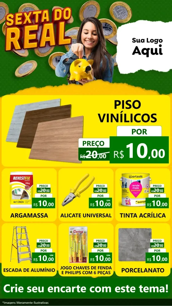 Modelo de Rede Social para Stories com o tema Sexta do Real para Material para Construção