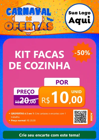 Modelo de Cartaz para Cartaz A4 Vertical com o tema Carnaval de Ofertas para Utilidades Domésticas