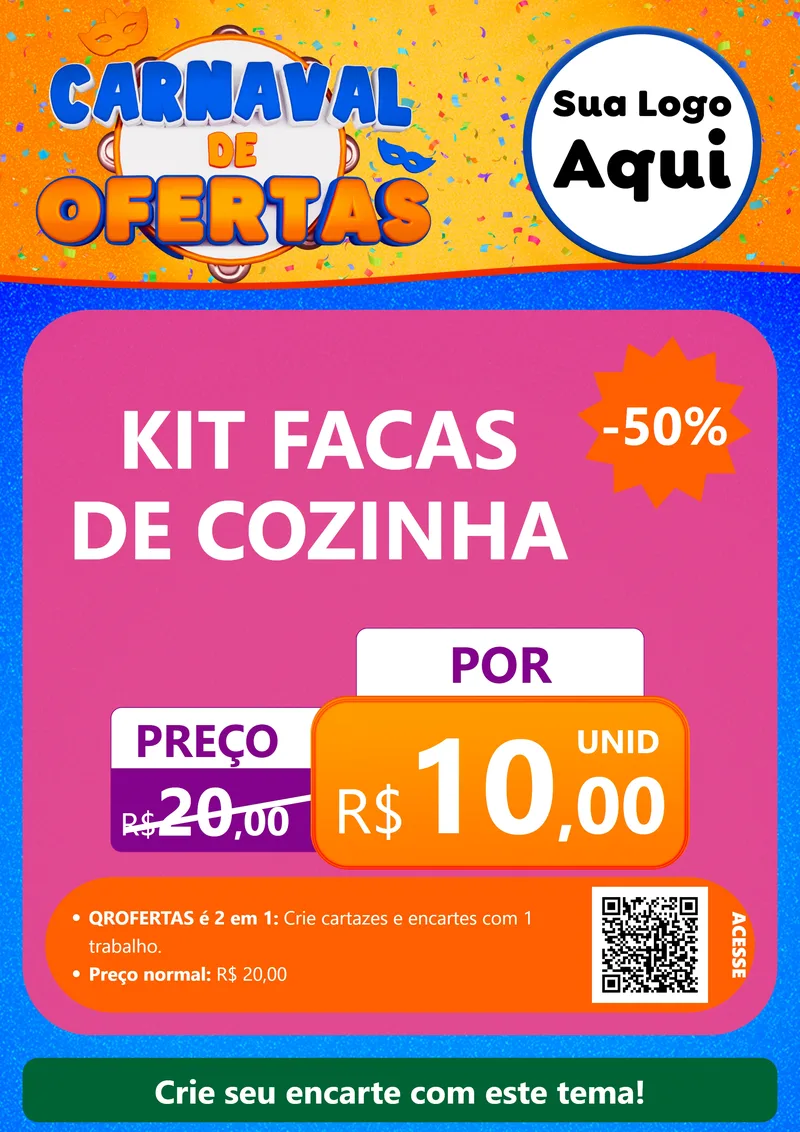 Modelo de Cartaz para Cartaz A4 Vertical com o tema Carnaval de Ofertas para Utilidades Domésticas