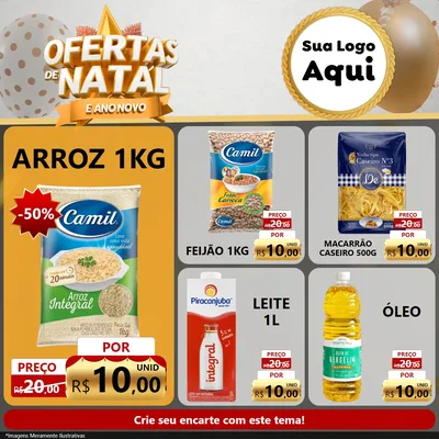Modelo de Rede Social para Feed Facebook com o tema Ofertas De Natal E Ano Novo para Supermercado