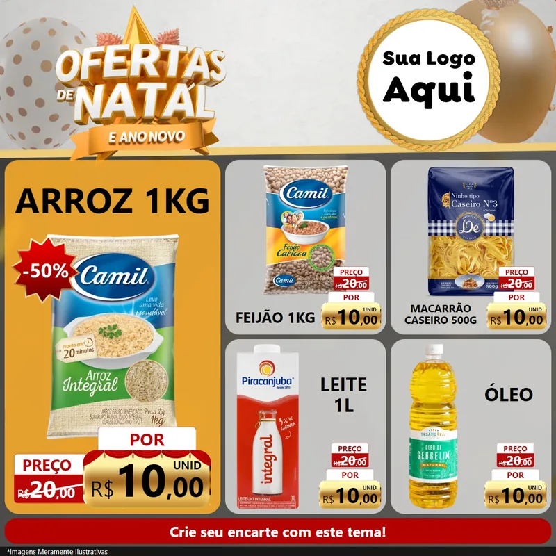 Modelo de Rede Social para Feed Facebook com o tema Ofertas De Natal E Ano Novo para Supermercado