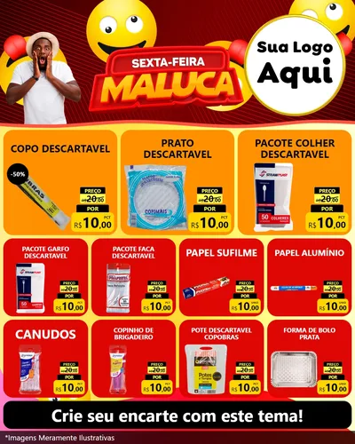 Modelo de Rede Social para Feed Instagram com o tema Sexta-feira Maluca para Embalagens