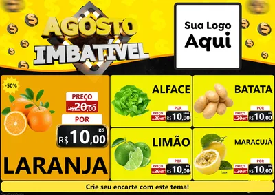 Modelo de Encarte para Encarte A4 Horizontal com o tema Agosto Imbatível para Hortifrúti