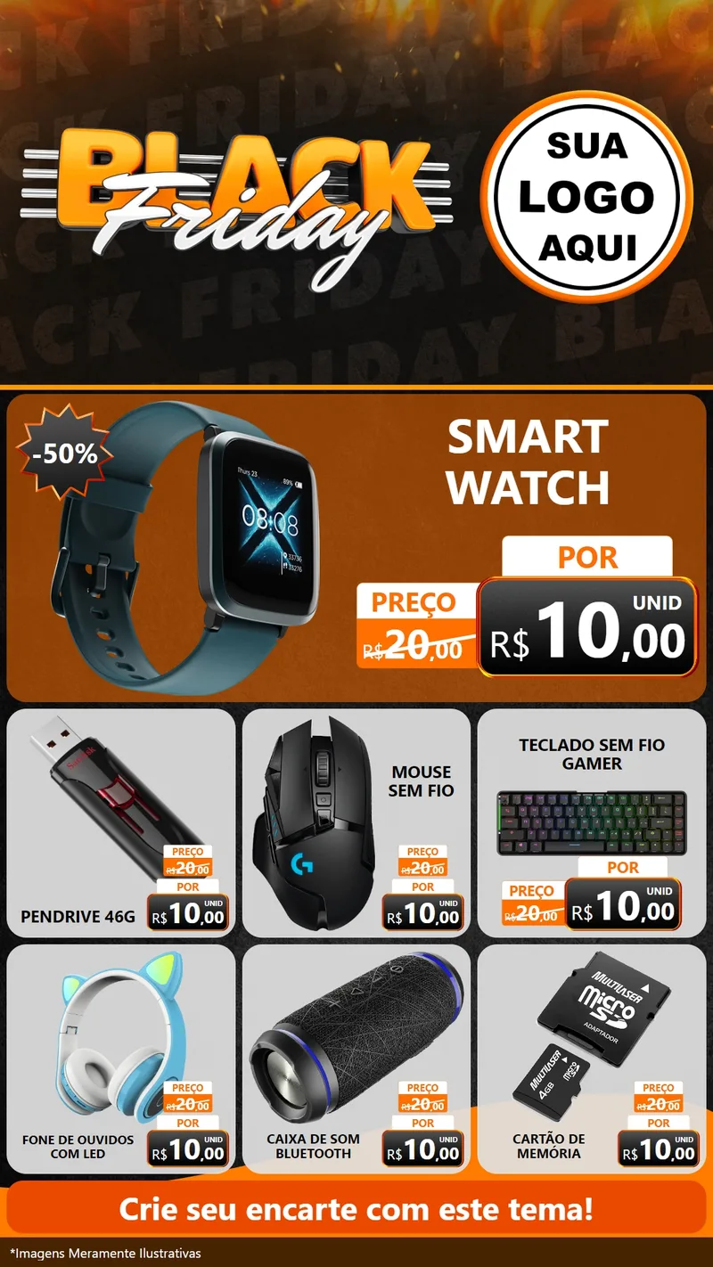 Modelo de Rede Social para Stories com o tema Black Friday para Informática