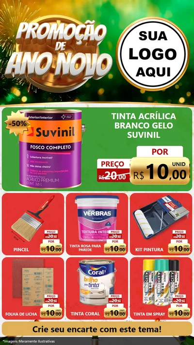 Modelo de Rede Social para Stories com o tema Promoção de Ano Novo para Tintas e Ferramentas