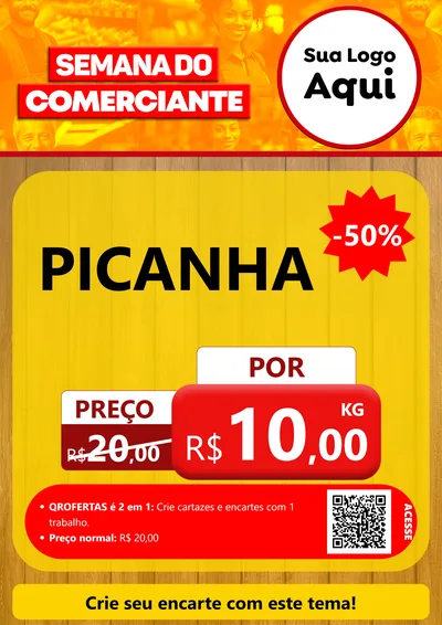 Modelo de Cartaz para Cartaz A4 Vertical com o tema Semana do Comerciante para Açougue