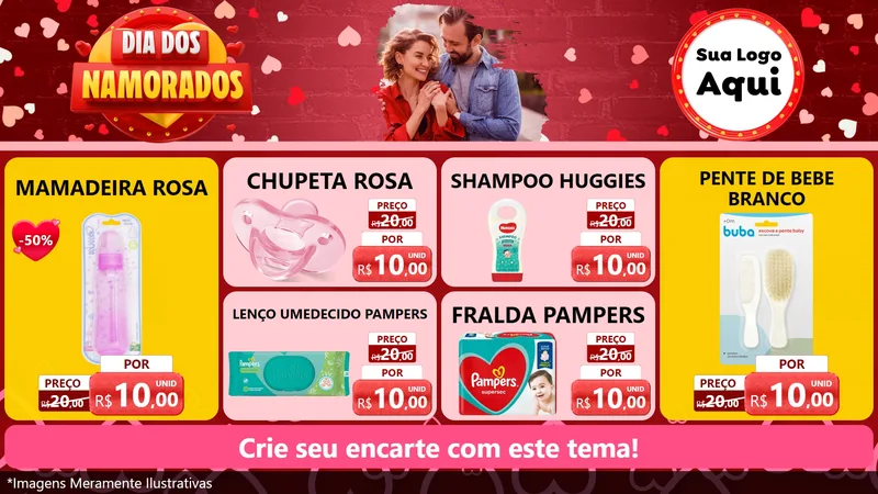 Modelo de TV para TV Horizontal com o tema Dia Dos Namorados para Bebês
