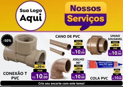 Modelo de Encarte para Encarte A4 Horizontal com o tema Nossos Serviços para Tubos e conexões