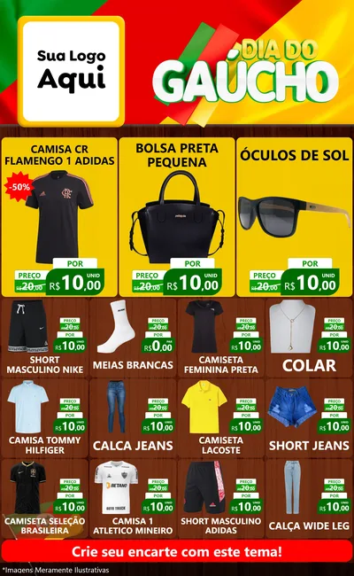 Modelo de Encarte para Encarte Grande com o tema Dia do Gaúcho para Roupas e acessórios