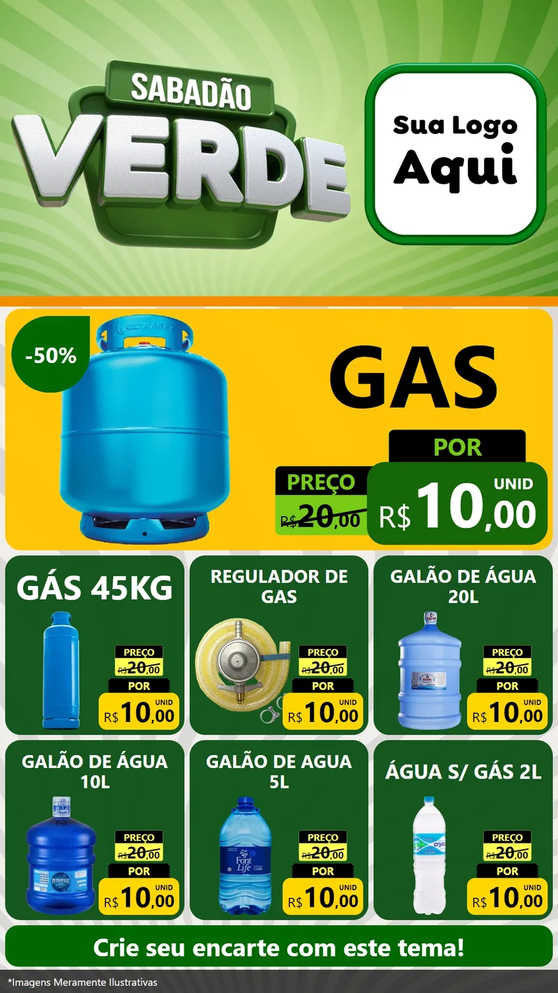Modelo de Rede Social para Stories com o tema Sabadão Verde para Água e gás
