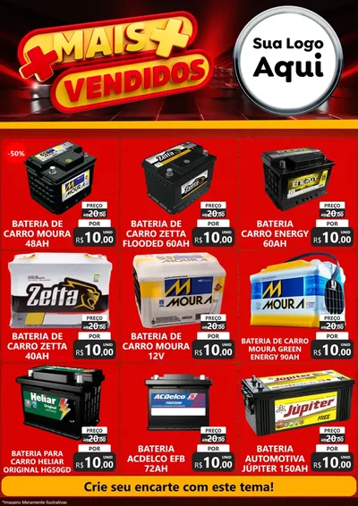 Modelo de Encarte para Encarte A4 Vertical com o tema Mais Vendidos para Baterias Elétricas