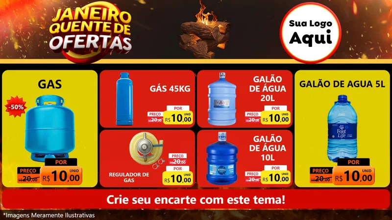 Modelo de TV para TV Horizontal com o tema Janeiro Quente de Ofertas para Água e gás