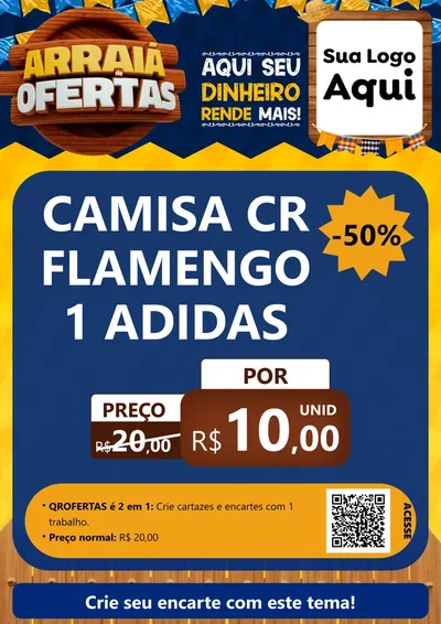 Modelo de Cartaz para Cartaz A4 Vertical com o tema Arraiá de Ofertas - Junina para Roupas e acessórios