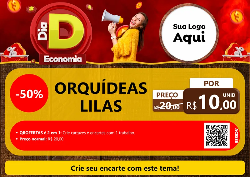 Modelo de Cartaz para Cartaz A4 Horizontal com o tema Dia D Economia para Floricultura e jardim