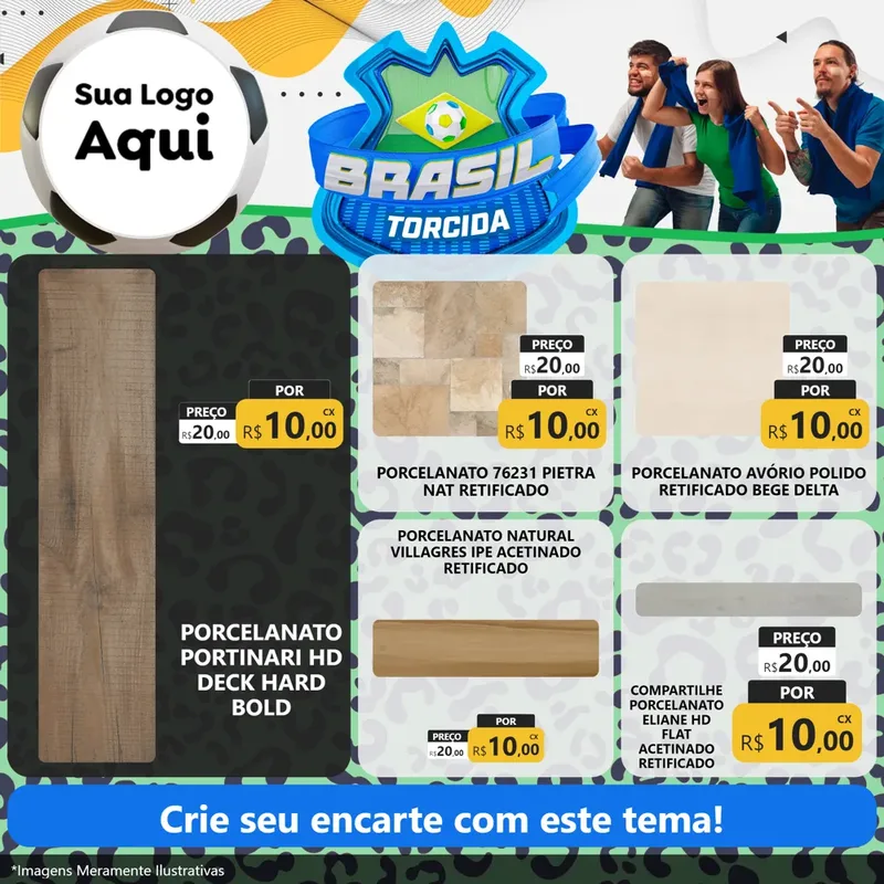 Modelo de Rede Social para Feed Facebook com o tema Brasil Torcida - Copa para Pisos e revestimentos