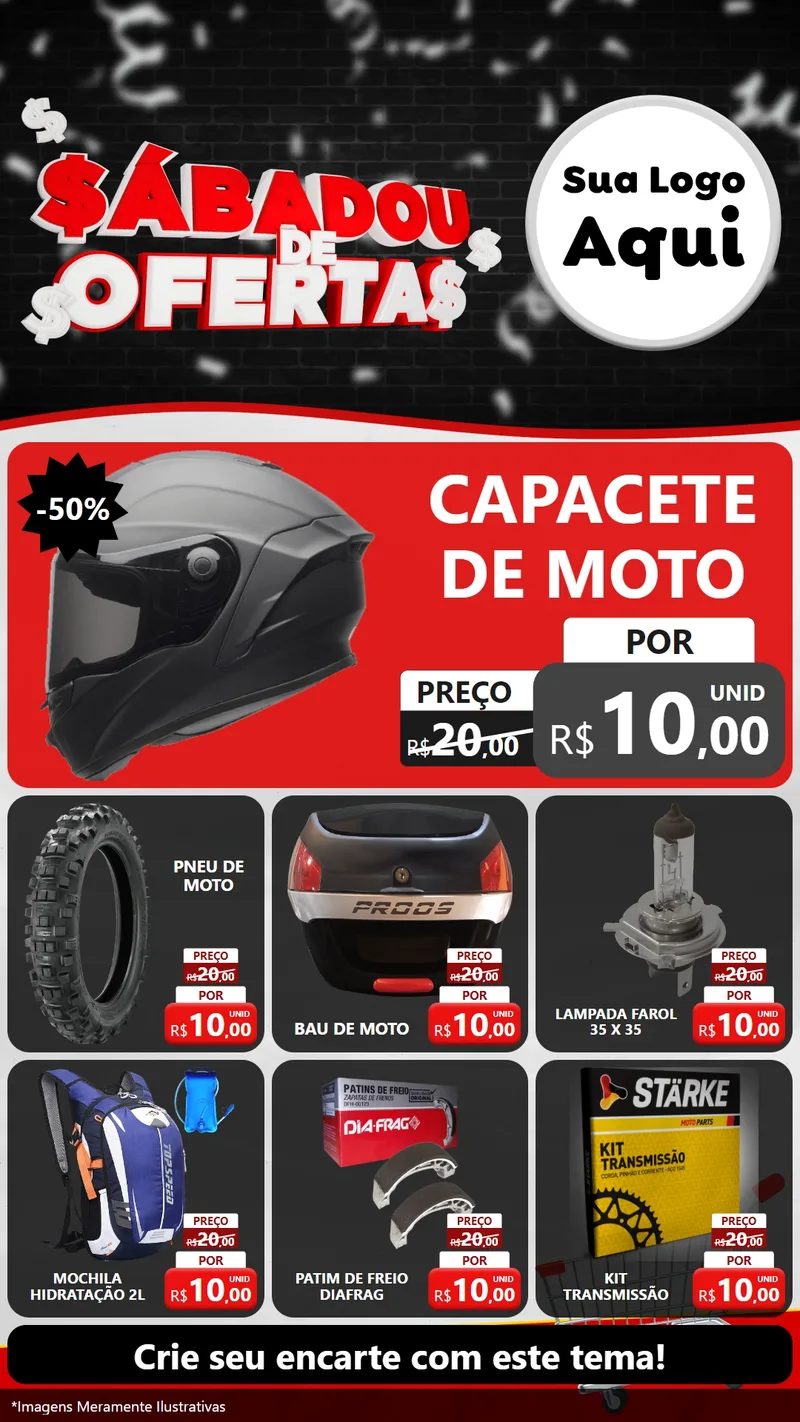 Modelo de Rede Social para Stories com o tema Sabadou de Ofertas para Moto peças