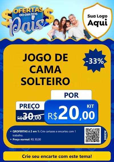 Modelo de Cartaz para Cartaz A4 Vertical com o tema Ofertas do Dia dos Pais para Cama, Mesa e Banho